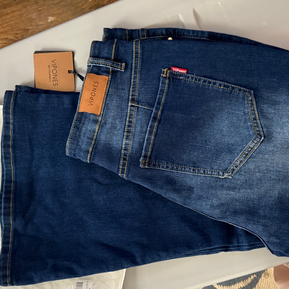 VIPONES, flare leg dark blue jeans